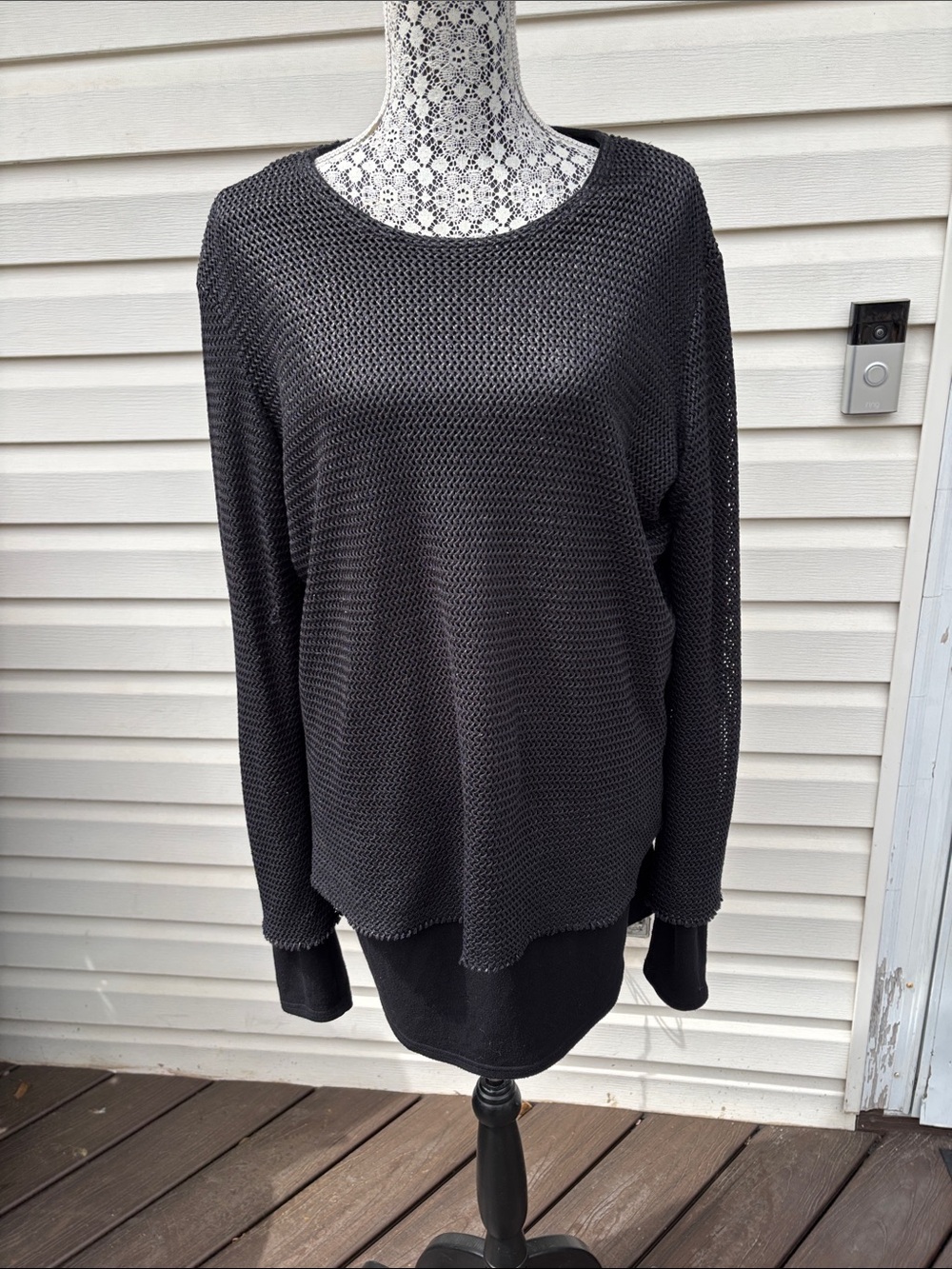 DAVID’S ROAD LADIES Relaxed Black Scoop Neck Knit TUNIC Sweater-XL